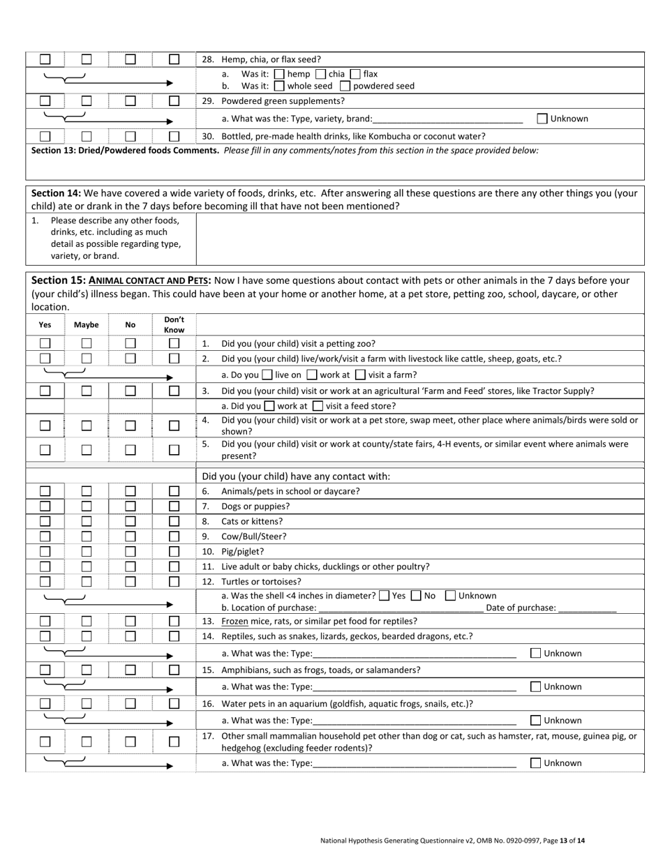 National Hypothesis-Generating Questionnaire - Ohio, Page 13