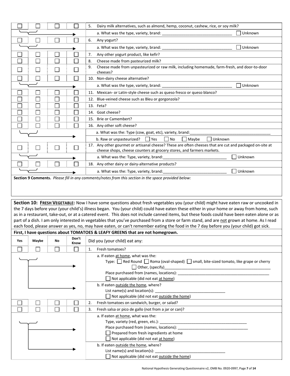 National Hypothesis-Generating Questionnaire - Ohio, Page 7
