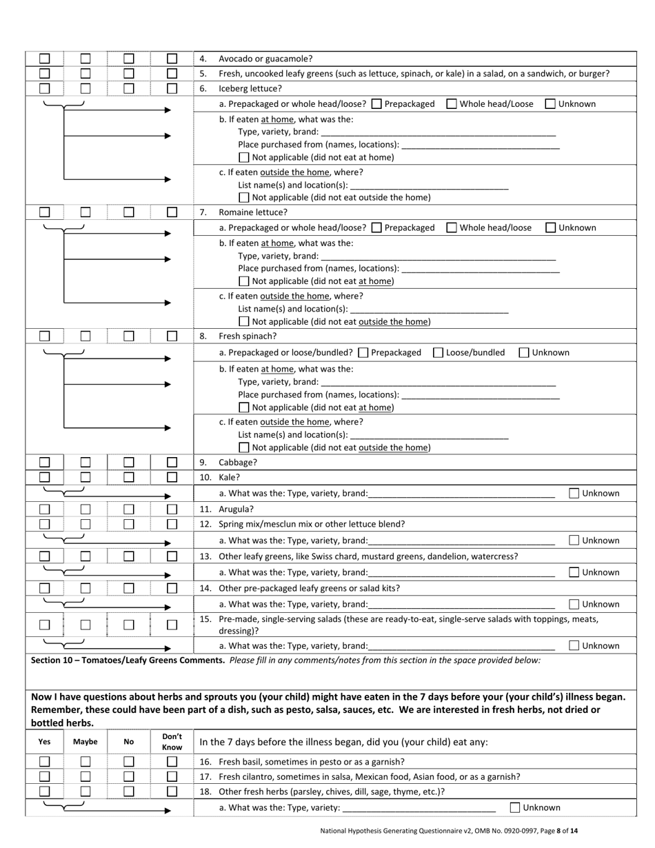 National Hypothesis-Generating Questionnaire - Ohio, Page 8