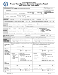 Form HEA5240 Private Water Systems Contractor Inspection Report - Well Construction/Well Sealing - Ohio, Page 2