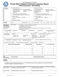 Form HEA5240 Private Water Systems Contractor Inspection Report - Well Construction/Well Sealing - Ohio, Page 3