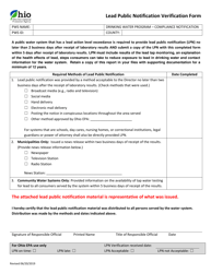 Document preview: Lead Public Notification Verification Form - Ohio