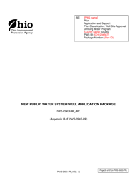 Document preview: Form PWS-0903-PR Appendix B New Public Water System/Well Application Package - Ohio