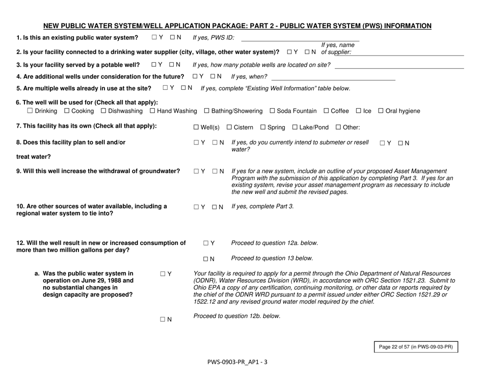Form PWS-0903-PR Appendix B New Public Water System / Well Application Package - Ohio, Page 3