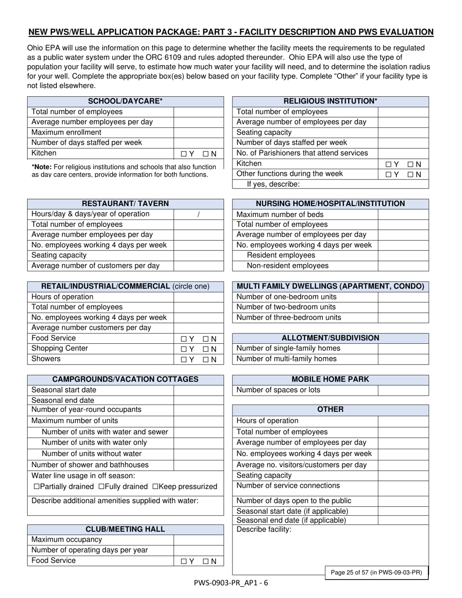 Form PWS-0903-PR Appendix B New Public Water System / Well Application Package - Ohio, Page 6