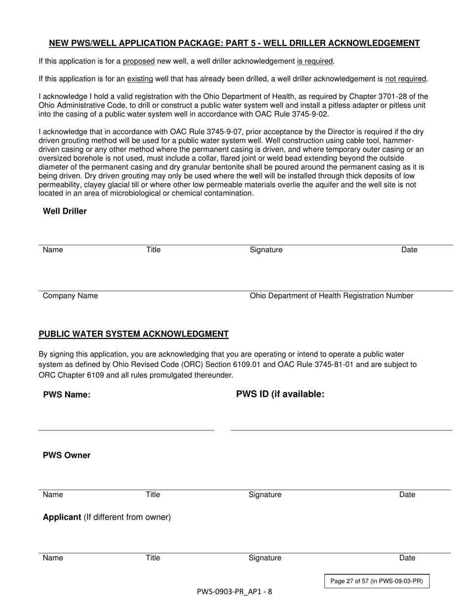 Form PWS-0903-PR Appendix B New Public Water System / Well Application Package - Ohio, Page 8