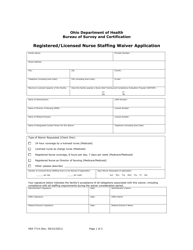 Form HEA7714 Registered/Licensed Nurse Staffing Waiver Application - Ohio