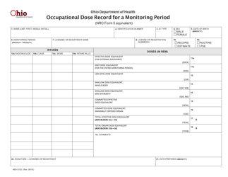 Document preview: Form HEA5102 Occupational Dose Record for a Monitoring Period - Ohio