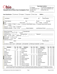 Document preview: Mosquito-Borne Illness Case Investigation Form - Ohio
