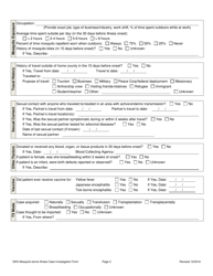 Mosquito-Borne Illness Case Investigation Form - Ohio, Page 2