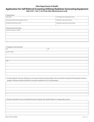 Form HEA5139 Application for Self Referral Screening Utilizing Radiation Generating Equipment - Ohio