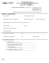 Document preview: Form HEA1901 Annual Hospital Registration and Planning Report - Ohio