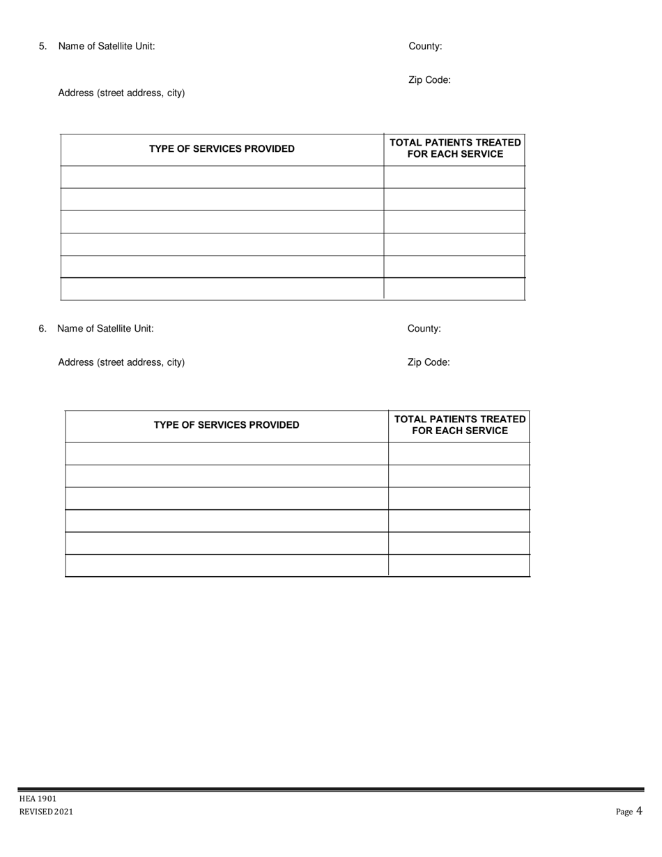 Form HEA1901 Annual Hospital Registration and Planning Report - Ohio, Page 4