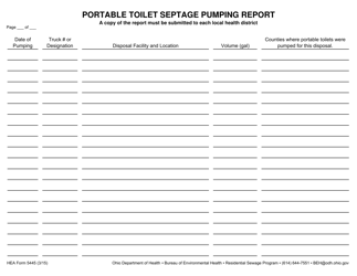 HEA Form 5445 Portable Toilet Septage Pumping Report - Ohio, Page 2