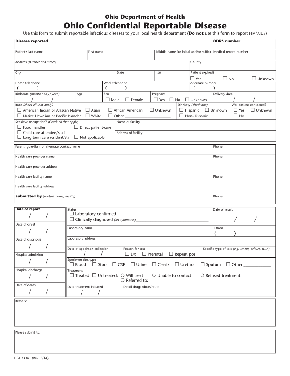 Form HEA3334 - Fill Out, Sign Online and Download Fillable PDF, Ohio ...