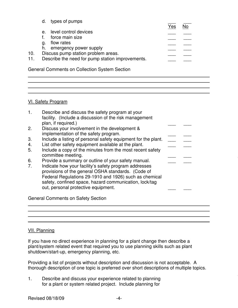 Ohio EPA Class IV Wastewater Treatment Examination Review Checklist - Ohio, Page 4