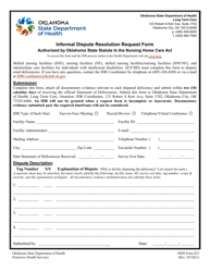 ODH Form 833 &quot;Informal Dispute Resolution Request Form&quot; - Oklahoma