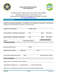 Document preview: Form 02AD003E Section 5310 Capital Assistance Vehicle Application - Oklahoma