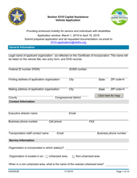 Form 02AD003E Section 5310 Capital Assistance Vehicle Application - Oklahoma