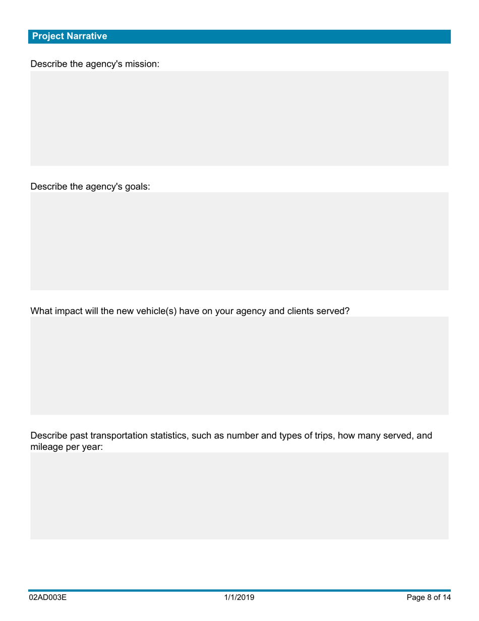 Form 02AD003E Section 5310 Capital Assistance Vehicle Application - Oklahoma, Page 8