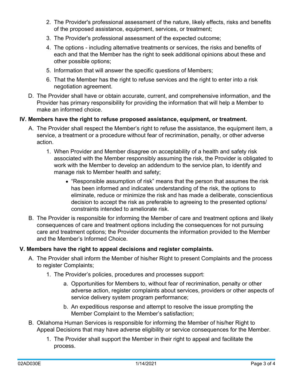 Form 02AD030E Member Assurances - Oklahoma, Page 3