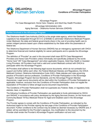 Document preview: Form 02AD037E Conditions of Provider Participation - Advantage Program - Oklahoma