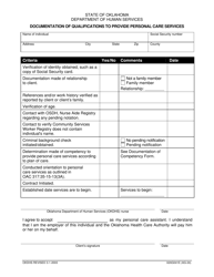 Form 02AG041E (AG-24) Documentation of Qualifications to Provide Personal Care Services - Oklahoma