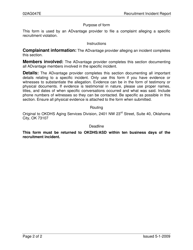 Form 02AG047E Recruitment Incident Report - Oklahoma, Page 2