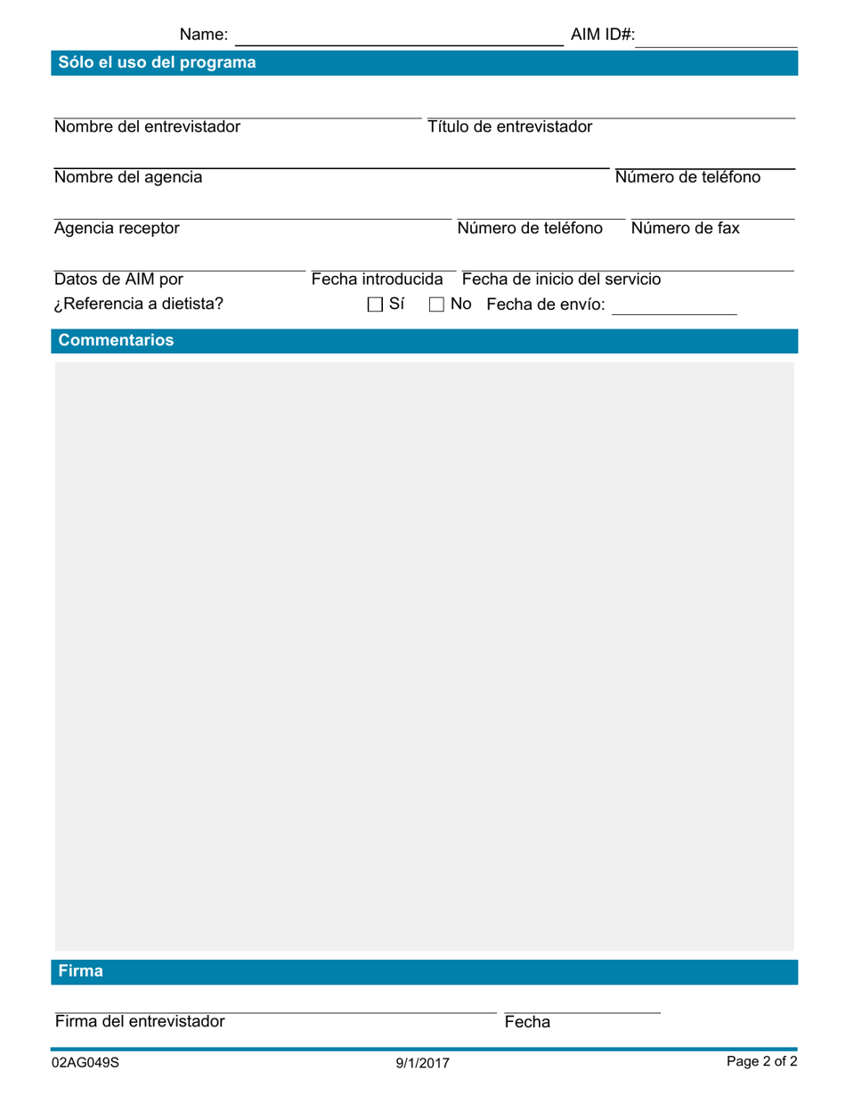 Formulario 02AG049S Registro De Programa De Titulo Iii - Oklahoma (Spanish), Page 2