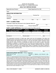 Document preview: Form 02AS001E (ADM-12-ADS-SI) Adult Day Service Invoice - Oklahoma
