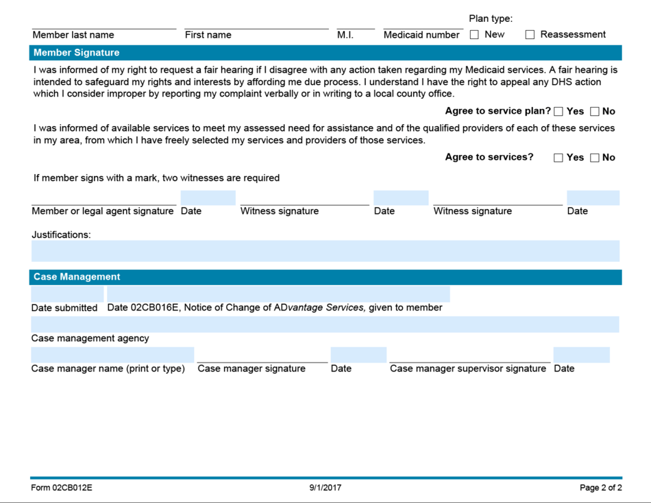 Form 02CB012E (ADv6E1) Service Plan Cost Sheet Addendum - Advantage Program - Oklahoma, Page 2