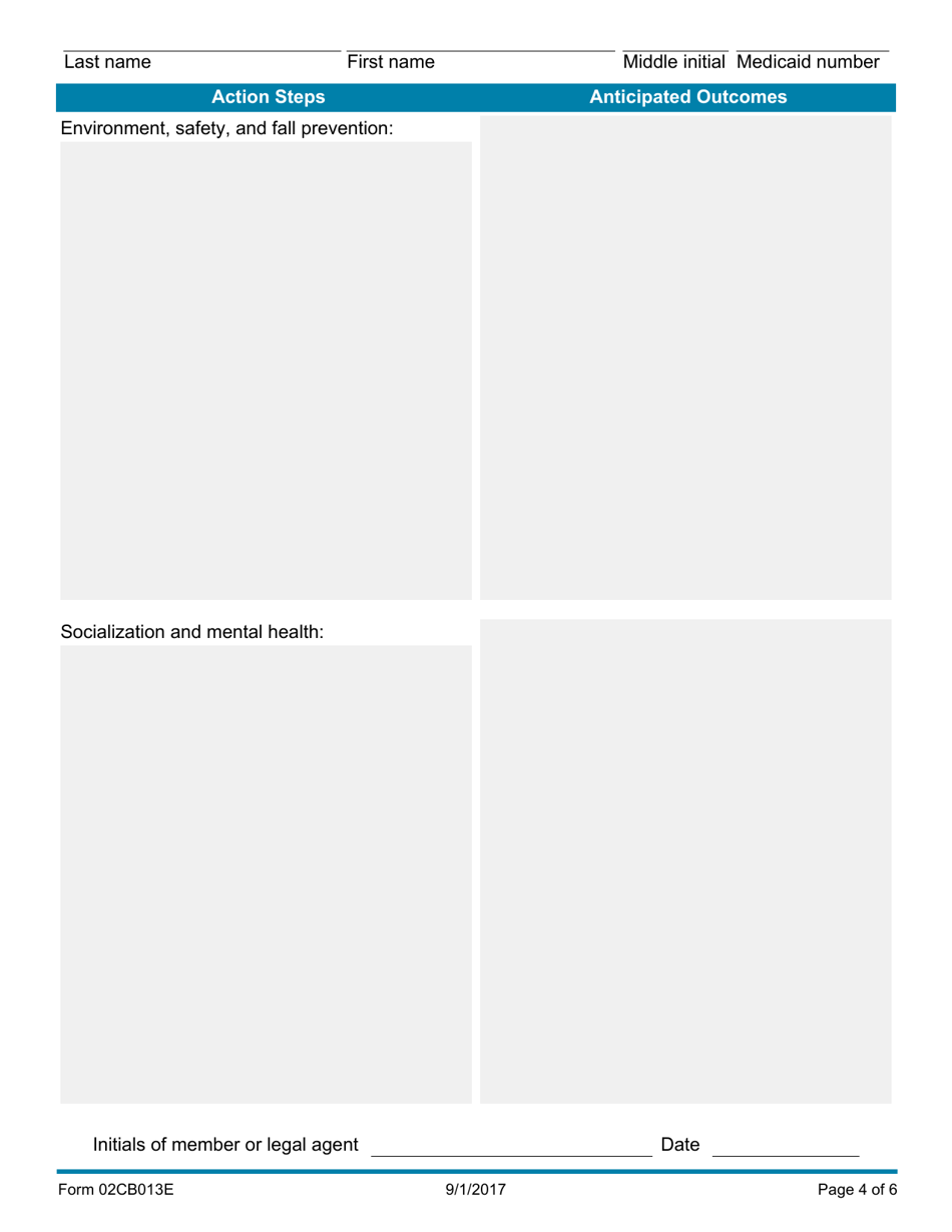 Form 02CB013E Service Plan Goals - Advantage Program - Oklahoma, Page 4