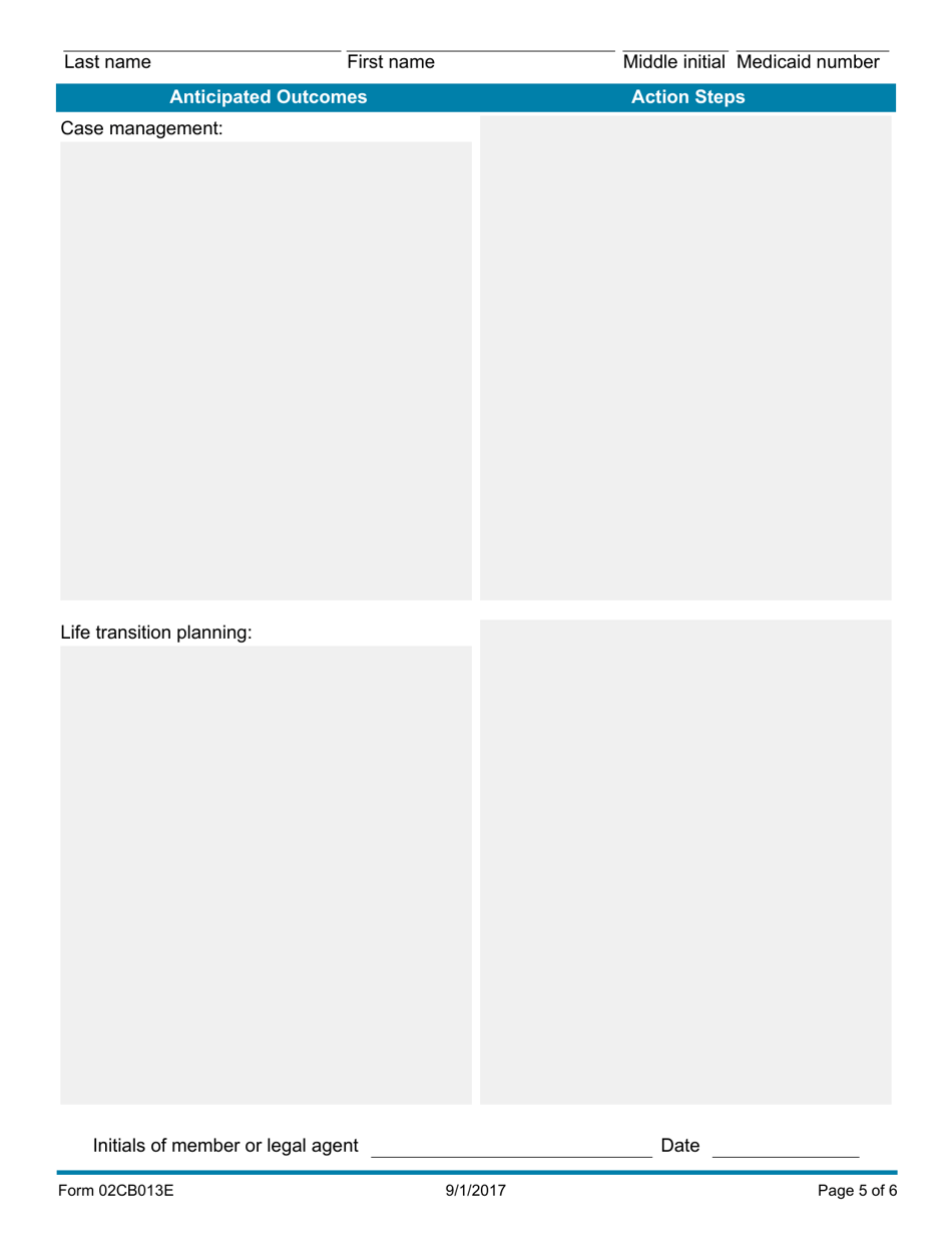 Form 02CB013E Service Plan Goals - Advantage Program - Oklahoma, Page 5