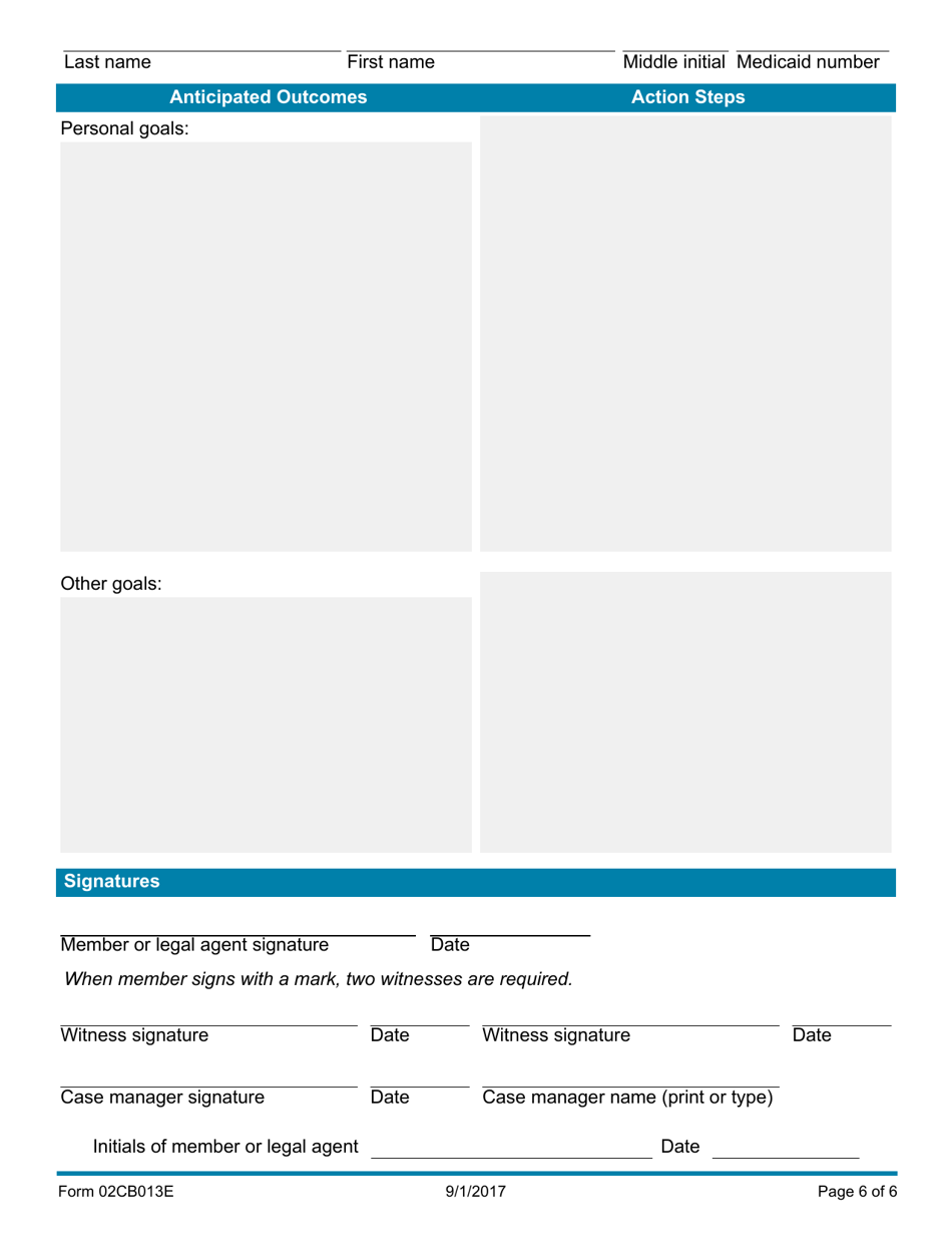 Form 02CB013E Service Plan Goals - Advantage Program - Oklahoma, Page 6