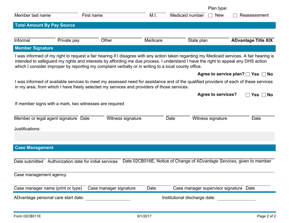 Form 02CB011E (ADv6E) Service Plan Cost Sheet - Advantage Program - Oklahoma, Page 2