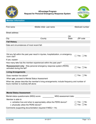 Document preview: Form 02CB036E Request for Personal Emergency Response System - Advantage Program - Oklahoma
