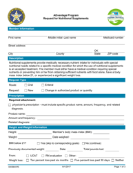 Document preview: Form 02CB037E Request for Nutritional Supplements - Advantage Program - Oklahoma