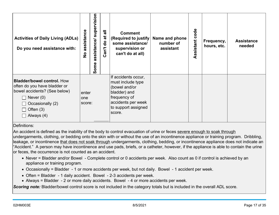 Form 02HM003E (AG-003) Part III Uniform Comprehensive Assessment - Medical Assessment - Oklahoma, Page 17