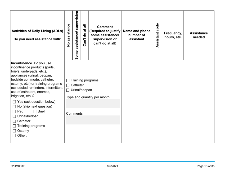 Form 02HM003E (AG-003) Part III Uniform Comprehensive Assessment - Medical Assessment - Oklahoma, Page 18