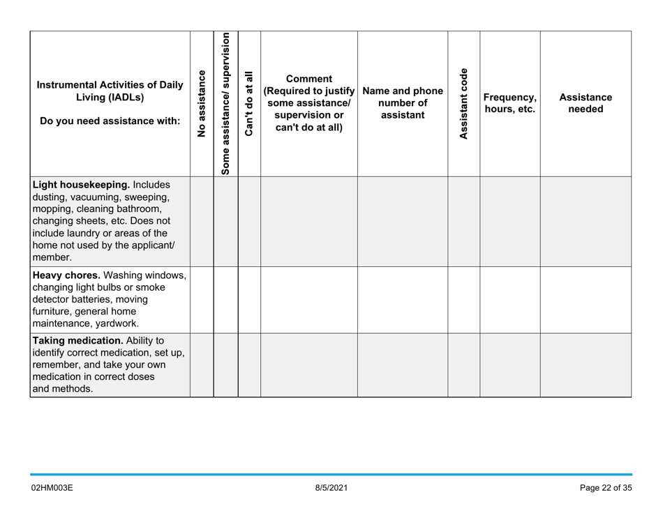 Form 02HM003E (AG-003) Part III Uniform Comprehensive Assessment - Medical Assessment - Oklahoma, Page 22
