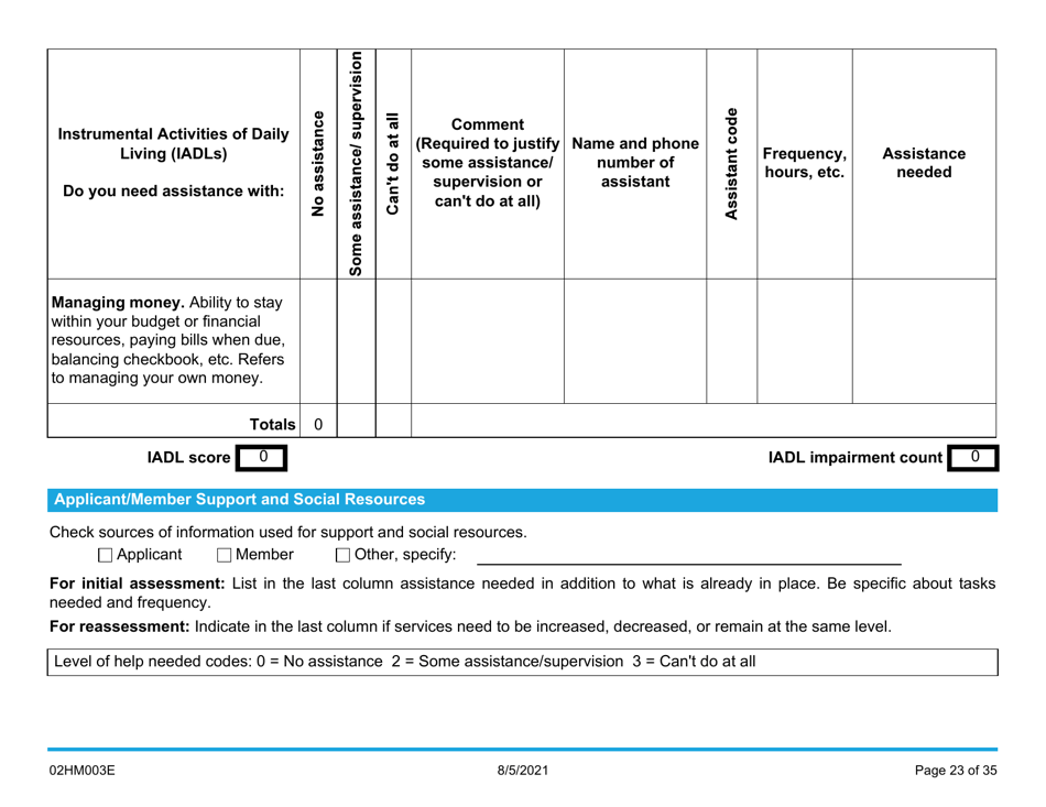 Form 02HM003E (AG-003) Part III Uniform Comprehensive Assessment - Medical Assessment - Oklahoma, Page 23