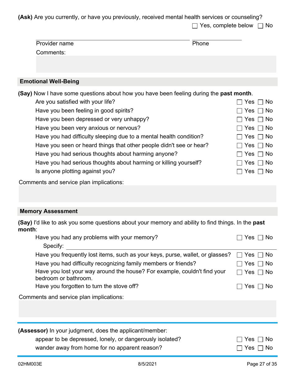 Form 02HM003E (AG-003) Part III Uniform Comprehensive Assessment - Medical Assessment - Oklahoma, Page 27