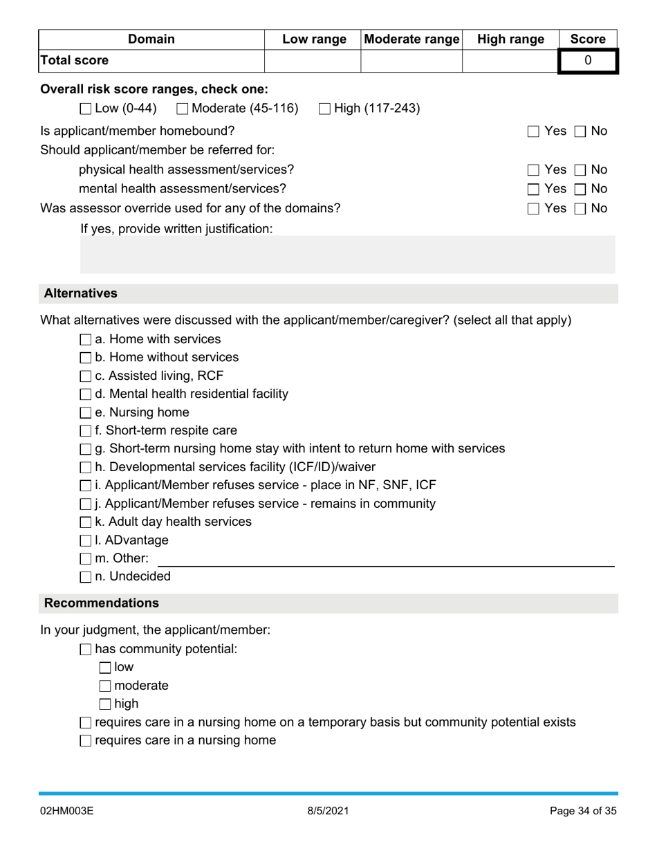 Form 02HM003E (AG-003) Part III Uniform Comprehensive Assessment - Medical Assessment - Oklahoma, Page 34