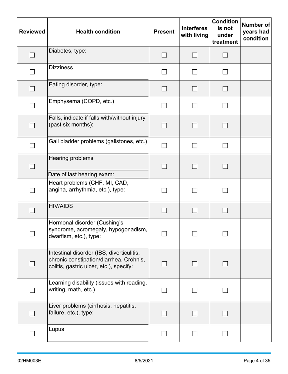 Form 02HM003E (AG-003) Part III Uniform Comprehensive Assessment - Medical Assessment - Oklahoma, Page 4