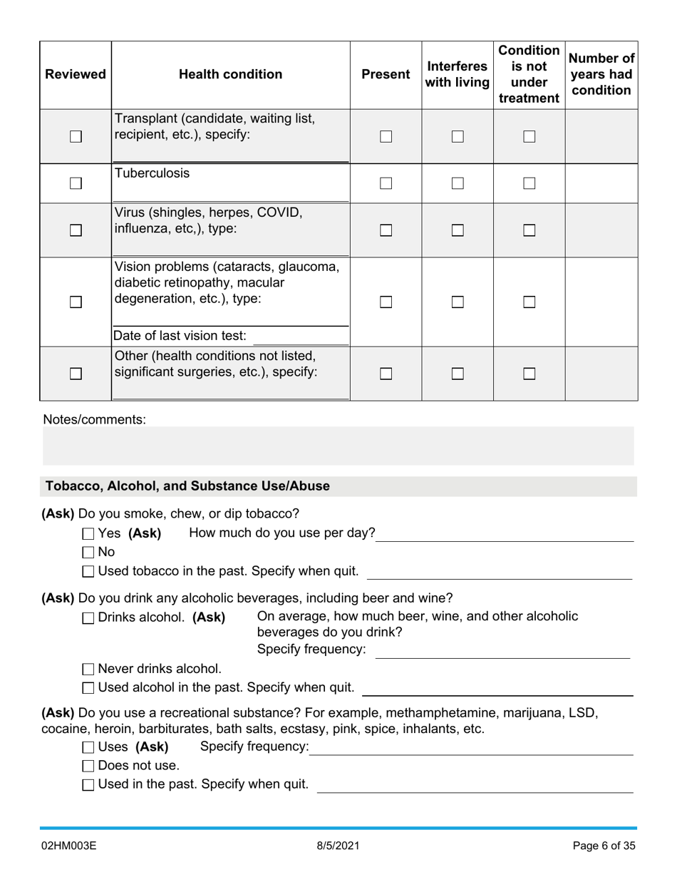 Form 02HM003E (AG-003) Part III Uniform Comprehensive Assessment - Medical Assessment - Oklahoma, Page 6