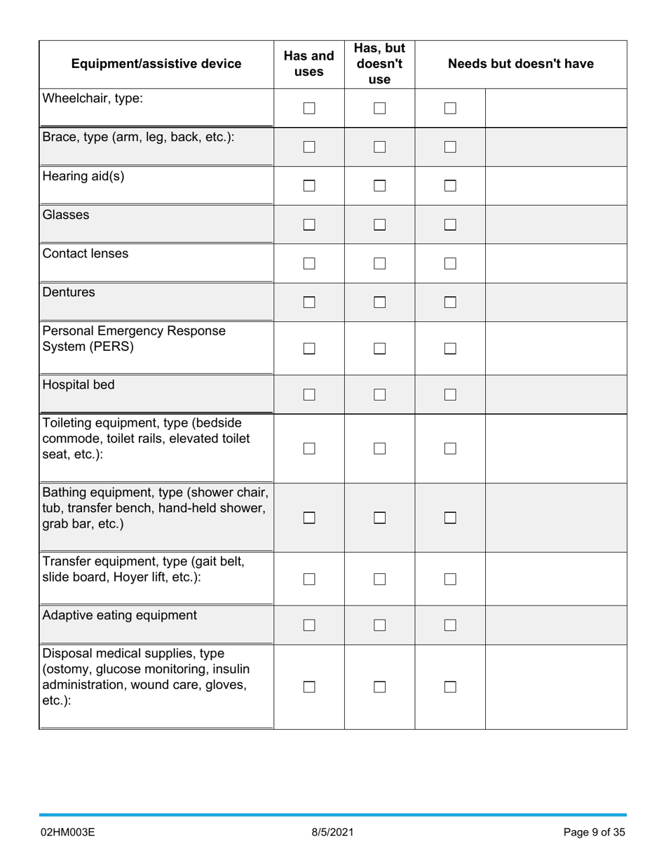 Form 02HM003E (AG-003) Part III Uniform Comprehensive Assessment - Medical Assessment - Oklahoma, Page 9