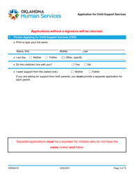 Form 03EN001E (CSED-1) Application for Child Support Services - Oklahoma, Page 3