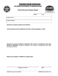 Document preview: Form 02MP003E (SUOA-S-19) Title Iii Services Program Report - Oklahoma