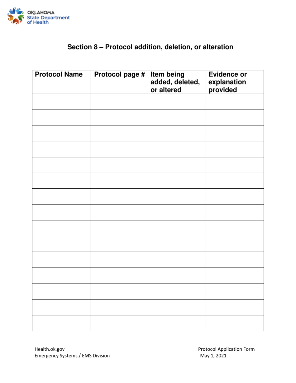 Agency Protocol Application - Oklahoma, Page 6