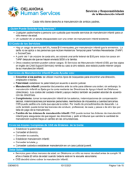 Formulario 03EN001S (CSED-1-SV) Servicios Y Responsabilidades De La Manutencion Infantil - Oklahoma (Spanish)